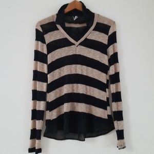 Windsor semi sheer knit longsleeve striped top